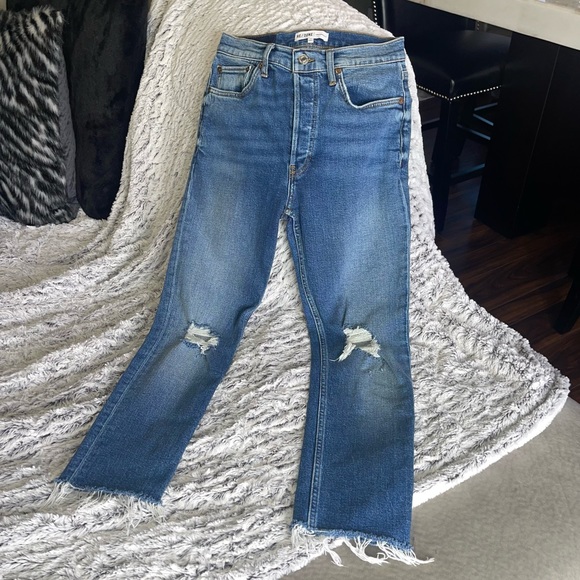 RE/DONE High Rise Ankle Crop Color in Dusk Destroy - Picture 3 of 13